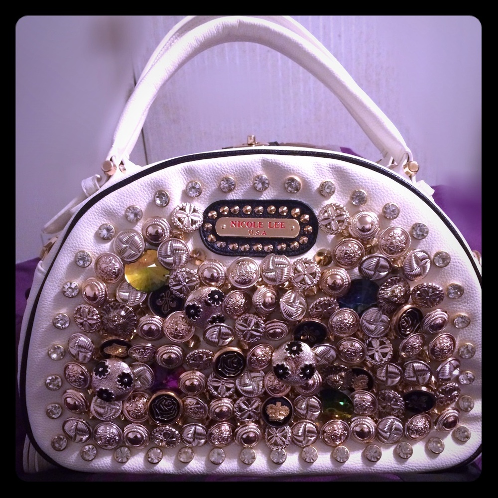 Nicole Lee Ivory Embellished Dome Satchel